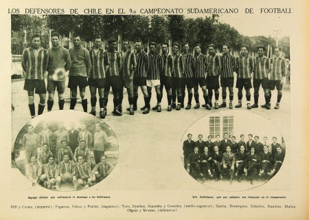 Selección de Chile 9° Sudamericano. Aurelio Dominguez de Talcahuano en el Plantel. Los Sports N°187, 08-10-1926